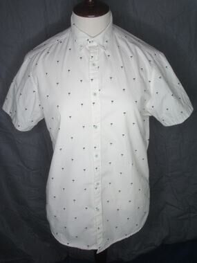 Denim & Flower Ricky Singh Shirt Men's Palm Tree Pattern Button Up M